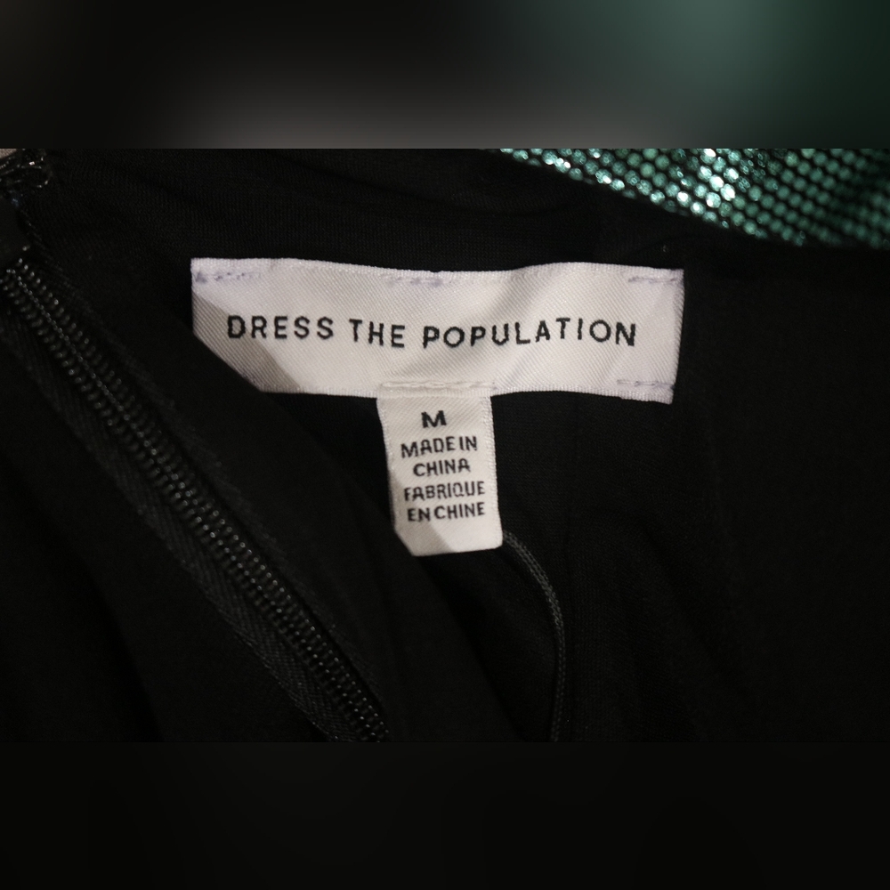 Dress the Population Women's Emilia Metallic Ruched Dress - Mint Multi - Picture 9 of 14
